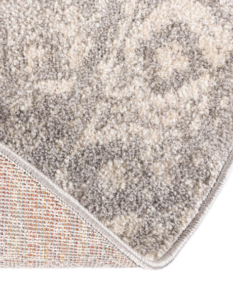 Gray 7' x 7' Lola Round Area Rug Polypropylene With Jute Backing Traditional Pattern Easy Clean Carpet for Home Interior Design for Sale at Rug Engine