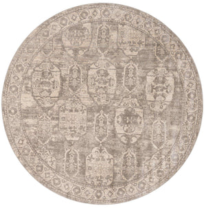 Gray 7' 10 x 7' 10 Lola Round Area Rug Polypropylene With Jute Backing Traditional Pattern Easy Clean Carpet for Home Interior Design for Sale at Rug Engine