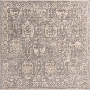Gray 7' 10 x 7' 10 Lola Square Area Rug Polypropylene With Jute Backing Traditional Pattern Easy Clean Carpet for Home Interior Design for Sale at Rug Engine