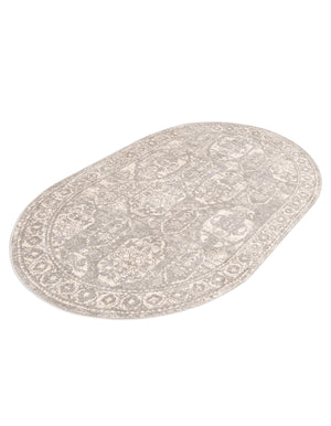 Gray 3' 11 x 5' 11 Lola Oval Area Rug Polypropylene With Jute Backing Traditional Pattern Easy Clean Carpet for Home Interior Design for Sale at Rug Engine