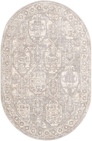Gray 3' 11 x 5' 11 Lola Oval Area Rug Polypropylene With Jute Backing Traditional Pattern Easy Clean Carpet for Home Interior Design for Sale at Rug Engine