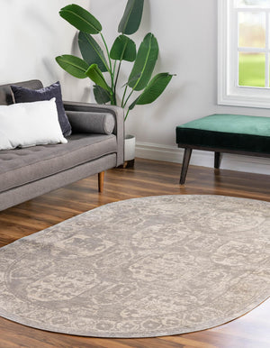 Gray 7' 10 x 10' 2 Lola Oval Area Rug Polypropylene With Jute Backing Traditional Pattern Easy Clean Carpet for Home Interior Design for Sale at Rug Engine