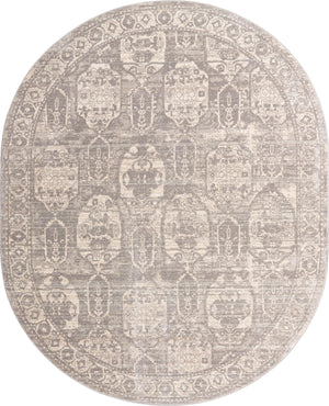 Gray 7' 10 x 10' 2 Lola Oval Area Rug Polypropylene With Jute Backing Traditional Pattern Easy Clean Carpet for Home Interior Design for Sale at Rug Engine