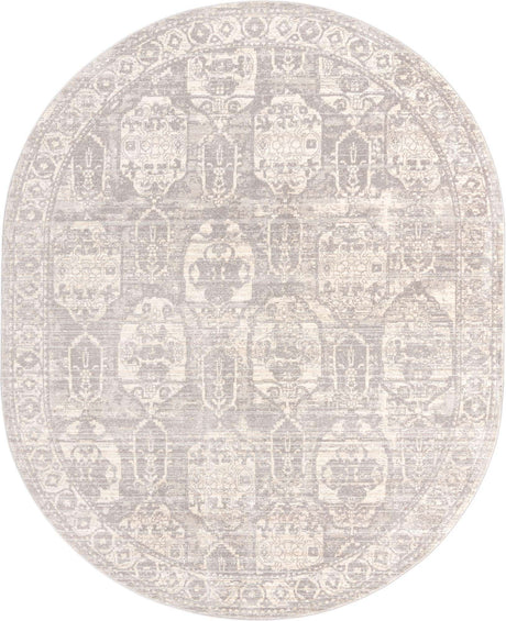 Gray 7' 10 x 10' 2 Lola Oval Area Rug Polypropylene With Jute Backing Traditional Pattern Easy Clean Carpet for Home Interior Design for Sale at Rug Engine
