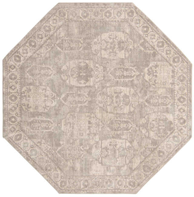 Gray 7' 10 x 7' 10 Lola Octagon Area Rug Polypropylene With Jute Backing Traditional Pattern Easy Clean Carpet for Home Interior Design for Sale at Rug Engine