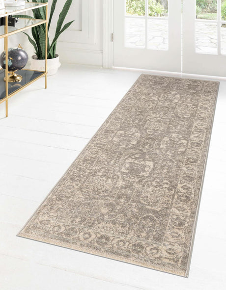 Gray 2' x 8' Lola Runner Area Rug Polypropylene With Jute Backing Traditional Pattern Easy Clean Carpet for Home Interior Design for Sale at Rug Engine