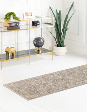 Gray 2' x 8' Lola Runner Area Rug Polypropylene With Jute Backing Traditional Pattern Easy Clean Carpet for Home Interior Design for Sale at Rug Engine
