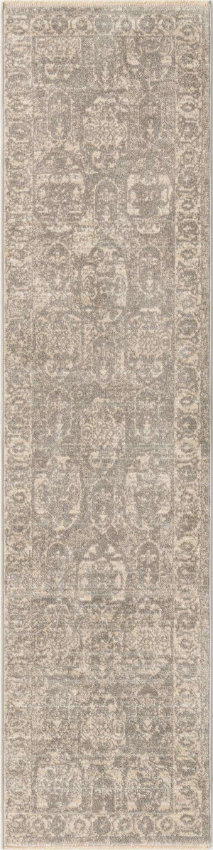 Gray 2' x 8' Lola Runner Area Rug Polypropylene With Jute Backing Traditional Pattern Easy Clean Carpet for Home Interior Design for Sale at Rug Engine