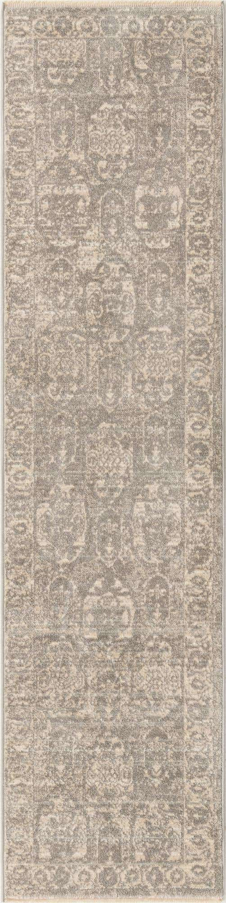 Gray 2' x 8' Lola Runner Area Rug Polypropylene With Jute Backing Traditional Pattern Easy Clean Carpet for Home Interior Design for Sale at Rug Engine