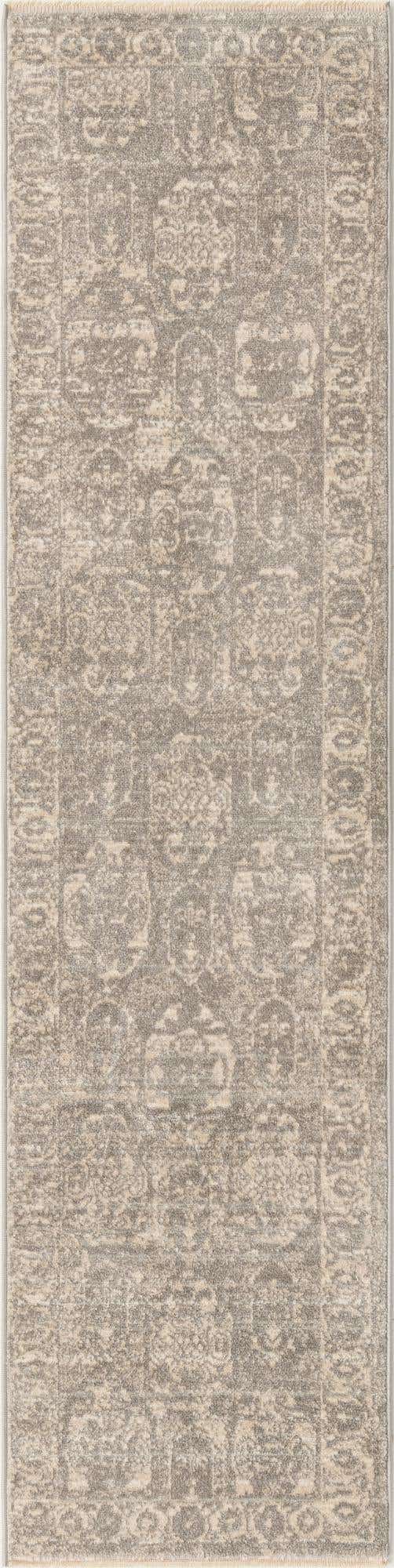 Gray 2' x 8' Lola Runner Area Rug Polypropylene With Jute Backing Traditional Pattern Easy Clean Carpet for Home Interior Design for Sale at Rug Engine