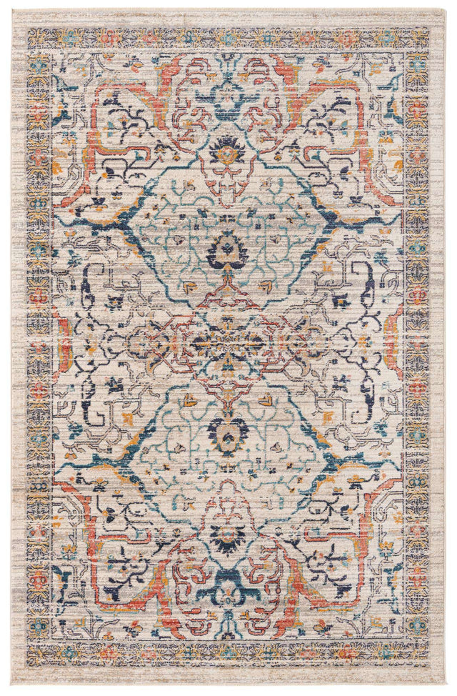 Ivory 6' x 9' 2 Lola Rectangle Area Rug Polypropylene With Jute Backing Traditional Pattern Easy Clean Carpet for Home Interior Design for Sale at Rug Engine