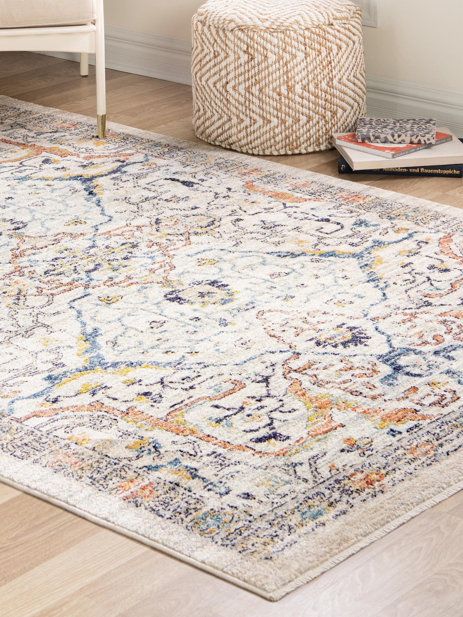 Ivory 7' 10 x 10' 2 Lola Rectangle Area Rug Polypropylene With Jute Backing Traditional Pattern Easy Clean Carpet for Home Interior Design for Sale at Rug Engine