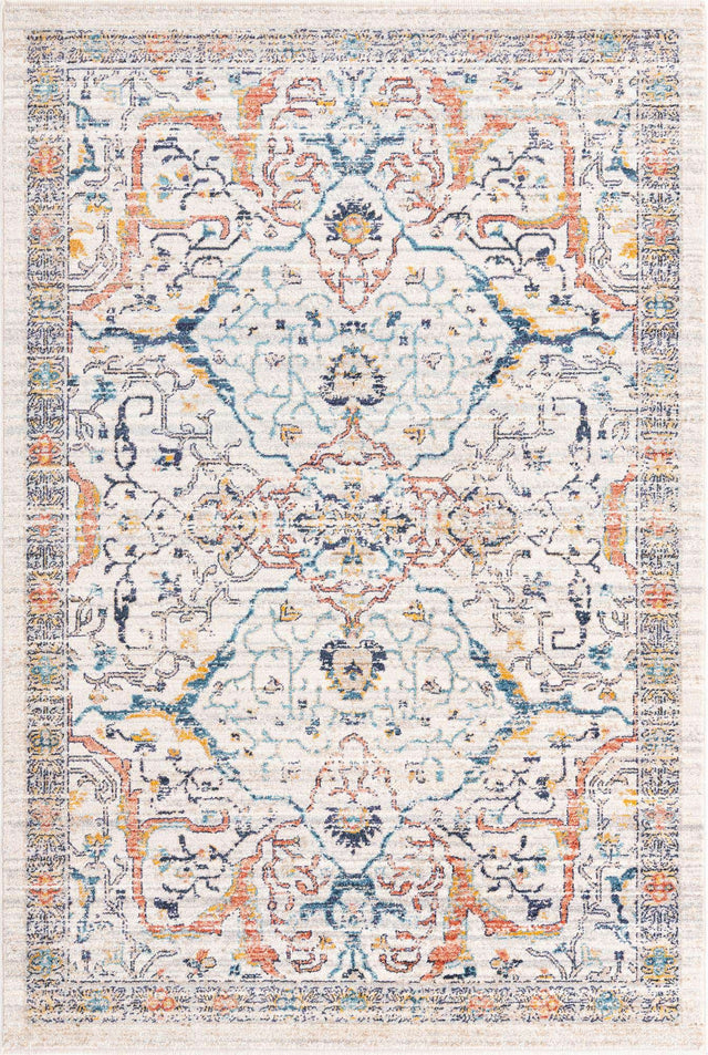 Ivory 5' 3 x 8' Lola Rectangle Area Rug Polypropylene With Jute Backing Traditional Pattern Easy Clean Carpet for Home Interior Design for Sale at Rug Engine