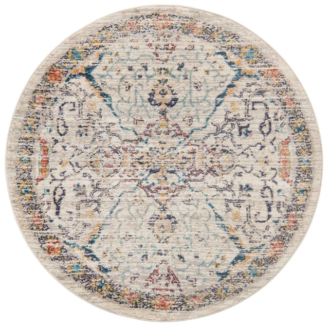 Ivory 3' 11 x 3' 11 Lola Round Area Rug Polypropylene With Jute Backing Traditional Pattern Easy Clean Carpet for Home Interior Design for Sale at Rug Engine