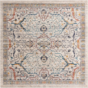 Ivory 7' 10 x 7' 10 Lola Square Area Rug Polypropylene With Jute Backing Traditional Pattern Easy Clean Carpet for Home Interior Design for Sale at Rug Engine