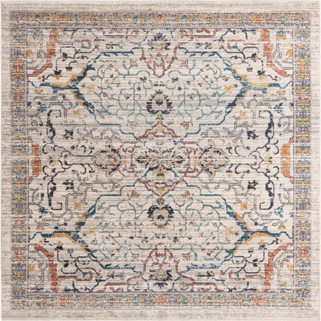 Ivory 7' 10 x 7' 10 Lola Square Area Rug Polypropylene With Jute Backing Traditional Pattern Easy Clean Carpet for Home Interior Design for Sale at Rug Engine