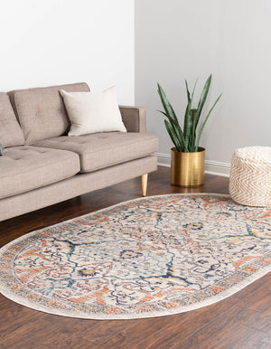 Ivory 2' 2 x 3' 1 Lola Oval Area Rug Polypropylene With Jute Backing Traditional Pattern Easy Clean Carpet for Home Interior Design for Sale at Rug Engine