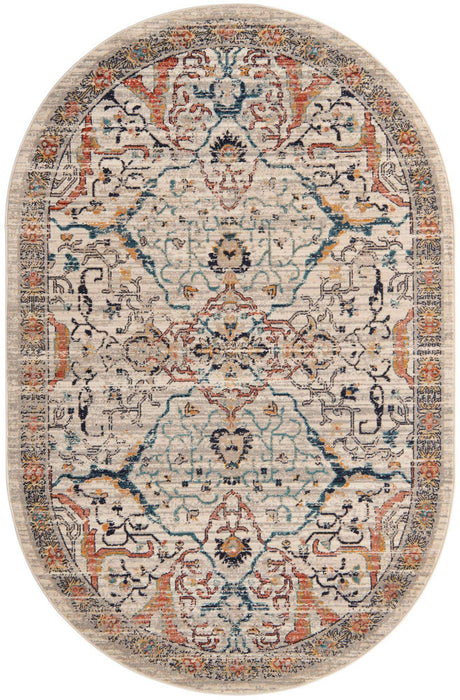 Ivory 5' 3 x 8' Lola Oval Area Rug Polypropylene With Jute Backing Traditional Pattern Easy Clean Carpet for Home Interior Design for Sale at Rug Engine