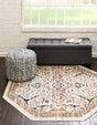Ivory 5' x 5' Lola Octagon Area Rug Polypropylene With Jute Backing Traditional Pattern Easy Clean Carpet for Home Interior Design for Sale at Rug Engine