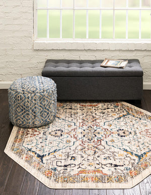 Ivory 3' 11 x 3' 11 Lola Octagon Area Rug Polypropylene With Jute Backing Traditional Pattern Easy Clean Carpet for Home Interior Design for Sale at Rug Engine