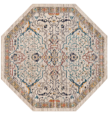 Ivory 7' 10 x 7' 10 Lola Octagon Area Rug Polypropylene With Jute Backing Traditional Pattern Easy Clean Carpet for Home Interior Design for Sale at Rug Engine