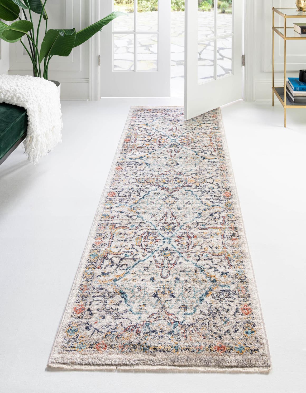 Ivory 2' 7 x 10' 2 Lola Runner Area Rug Polypropylene With Jute Backing Traditional Pattern Easy Clean Carpet for Home Interior Design for Sale at Rug Engine