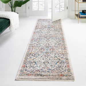 Ivory 2' x 8' Lola Runner Area Rug Polypropylene With Jute Backing Traditional Pattern Easy Clean Carpet for Home Interior Design for Sale at Rug Engine