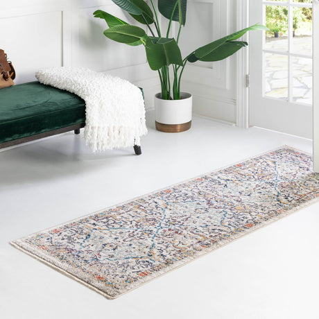 Ivory 2' x 8' Lola Runner Area Rug Polypropylene With Jute Backing Traditional Pattern Easy Clean Carpet for Home Interior Design for Sale at Rug Engine