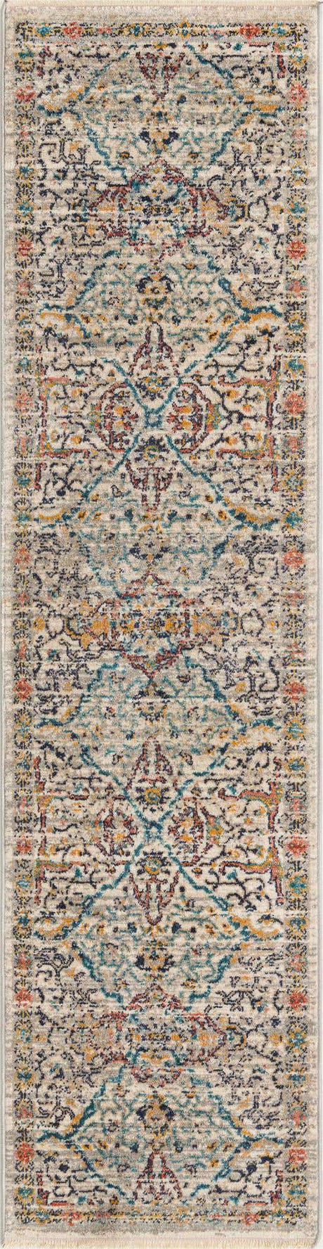 Ivory 2' x 8' Lola Runner Area Rug Polypropylene With Jute Backing Traditional Pattern Easy Clean Carpet for Home Interior Design for Sale at Rug Engine