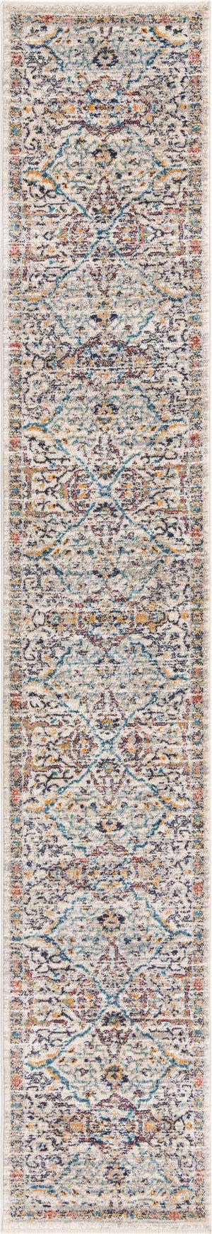 Ivory 2' x 13' Lola Runner Area Rug Polypropylene With Jute Backing Traditional Pattern Easy Clean Carpet for Home Interior Design for Sale at Rug Engine
