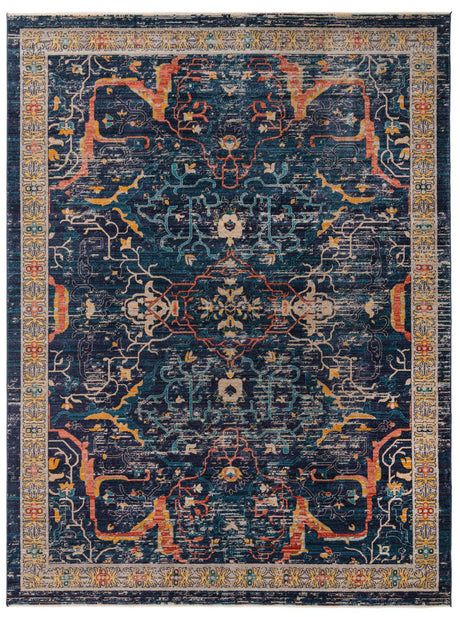 Navy Blue 9' x 12' Lola Rectangle Area Rug Polypropylene With Jute Backing Traditional Pattern Easy Clean Carpet for Home Interior Design for Sale at Rug Engine