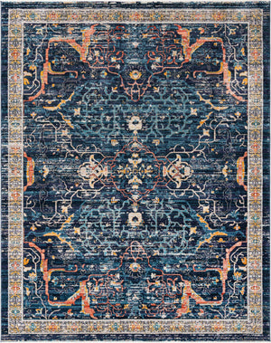 Navy Blue 7' 10 x 10' 2 Lola Rectangle Area Rug Polypropylene With Jute Backing Traditional Pattern Easy Clean Carpet for Home Interior Design for Sale at Rug Engine