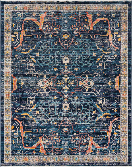 Navy Blue 7' 10 x 10' 2 Lola Rectangle Area Rug Polypropylene With Jute Backing Traditional Pattern Easy Clean Carpet for Home Interior Design for Sale at Rug Engine