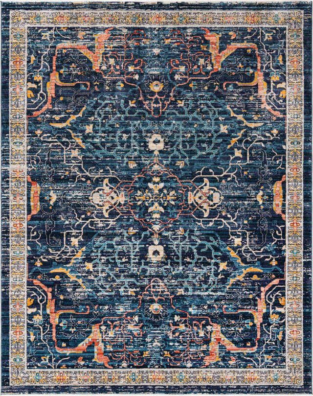 Navy Blue 7' 10 x 10' 2 Lola Rectangle Area Rug Polypropylene With Jute Backing Traditional Pattern Easy Clean Carpet for Home Interior Design for Sale at Rug Engine