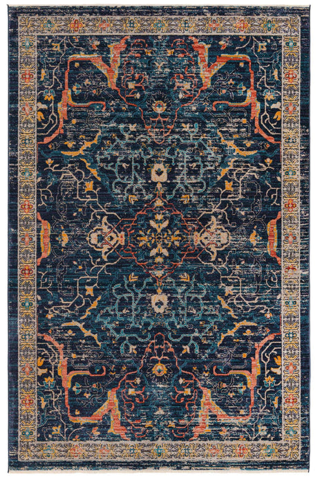 Navy Blue 6' x 9' 2 Lola Rectangle Area Rug Polypropylene With Jute Backing Traditional Pattern Easy Clean Carpet for Home Interior Design for Sale at Rug Engine