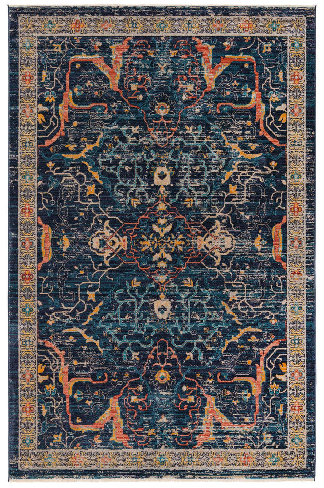 Navy Blue 6' x 9' 2 Lola Rectangle Area Rug Polypropylene With Jute Backing Traditional Pattern Easy Clean Carpet for Home Interior Design for Sale at Rug Engine