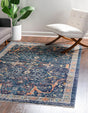 Navy Blue 3' 11 x 5' 11 Lola Rectangle Area Rug Polypropylene With Jute Backing Traditional Pattern Easy Clean Carpet for Home Interior Design for Sale at Rug Engine