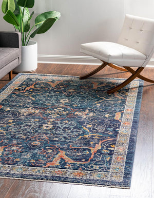 Navy Blue 2' 2 x 3' 1 Lola Rectangle Area Rug Polypropylene With Jute Backing Traditional Pattern Easy Clean Carpet for Home Interior Design for Sale at Rug Engine