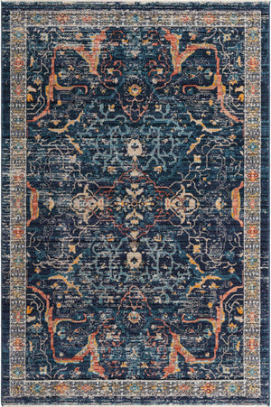 Navy Blue 5' 3 x 8' Lola Rectangle Area Rug Polypropylene With Jute Backing Traditional Pattern Easy Clean Carpet for Home Interior Design for Sale at Rug Engine