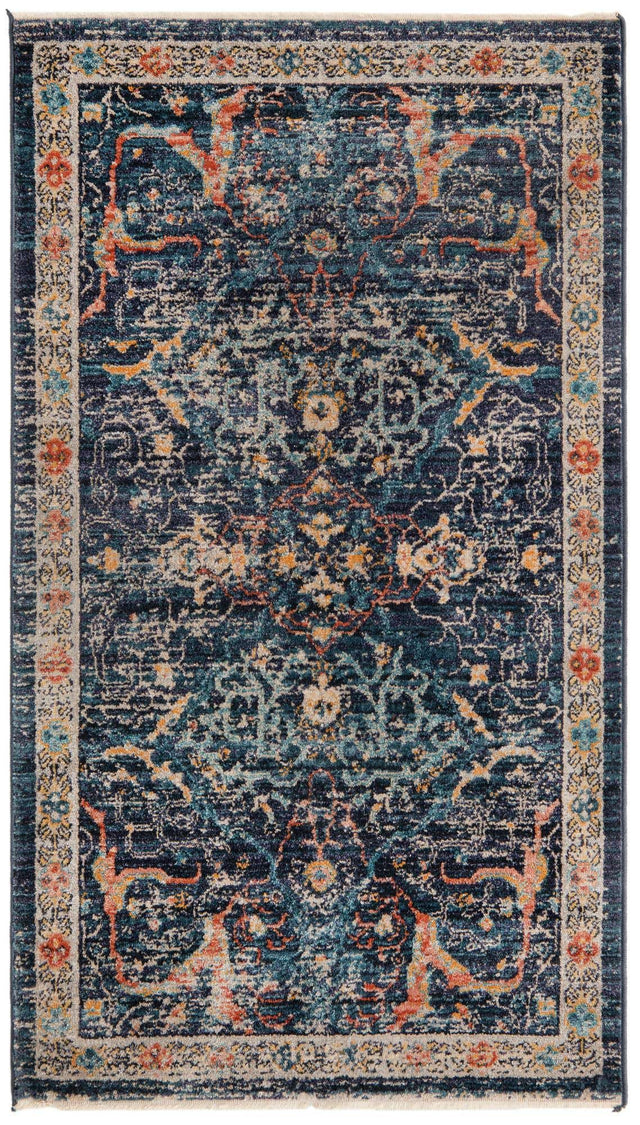 Navy Blue 2' 11 x 5' 3 Lola Rectangle Area Rug Polypropylene With Jute Backing Traditional Pattern Easy Clean Carpet for Home Interior Design for Sale at Rug Engine