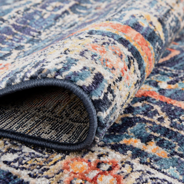 Navy Blue 6' 1 x 6' 1 Lola Round Area Rug Polypropylene With Jute Backing Traditional Pattern Easy Clean Carpet for Home Interior Design for Sale at Rug Engine
