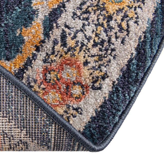 Navy Blue 7' x 7' Lola Round Area Rug Polypropylene With Jute Backing Traditional Pattern Easy Clean Carpet for Home Interior Design for Sale at Rug Engine