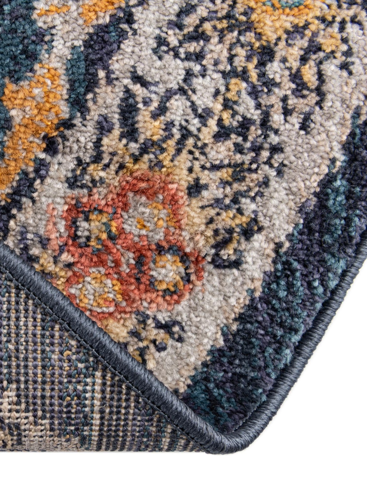 Navy Blue 6' 1 x 6' 1 Lola Round Area Rug Polypropylene With Jute Backing Traditional Pattern Easy Clean Carpet for Home Interior Design for Sale at Rug Engine