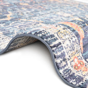 Navy Blue 3' 3 x 3' 3 Lola Round Area Rug Polypropylene With Jute Backing Traditional Pattern Easy Clean Carpet for Home Interior Design for Sale at Rug Engine