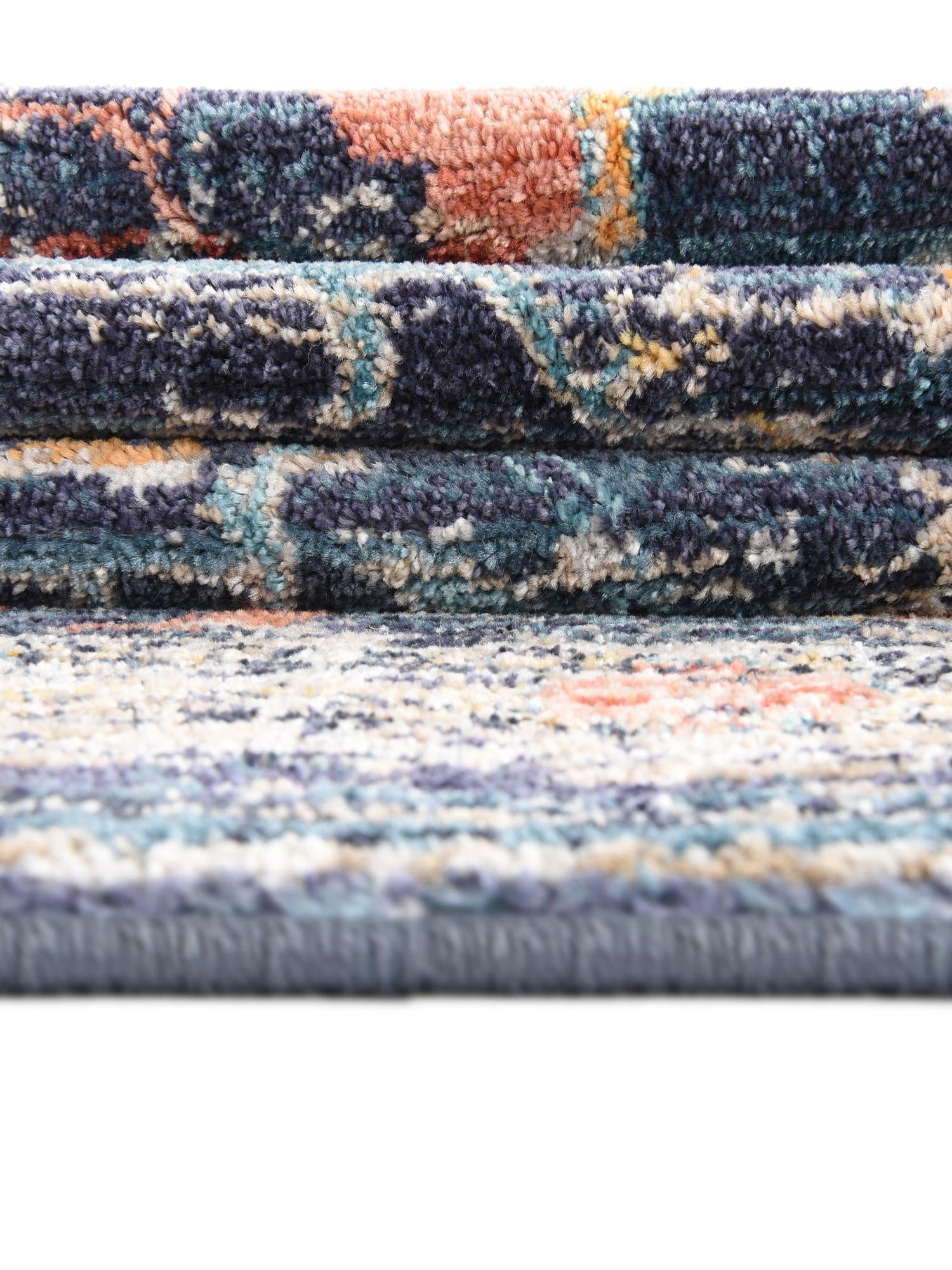 Navy Blue 3' 11 x 3' 11 Lola Round Area Rug Polypropylene With Jute Backing Traditional Pattern Easy Clean Carpet for Home Interior Design for Sale at Rug Engine