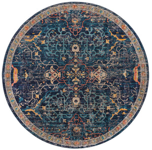 Navy Blue 7' 10 x 7' 10 Lola Round Area Rug Polypropylene With Jute Backing Traditional Pattern Easy Clean Carpet for Home Interior Design for Sale at Rug Engine