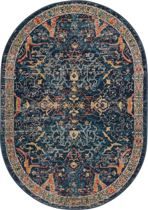Navy Blue 3' 11 x 5' 11 Lola Oval Area Rug Polypropylene With Jute Backing Traditional Pattern Easy Clean Carpet for Home Interior Design for Sale at Rug Engine