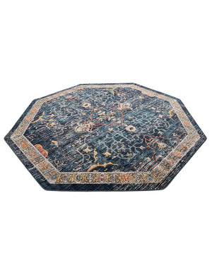 Navy Blue 7' 10 x 7' 10 Lola Octagon Area Rug Polypropylene With Jute Backing Traditional Pattern Easy Clean Carpet for Home Interior Design for Sale at Rug Engine