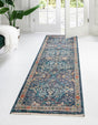 Navy Blue 2' x 8' Lola Runner Area Rug Polypropylene With Jute Backing Traditional Pattern Easy Clean Carpet for Home Interior Design for Sale at Rug Engine