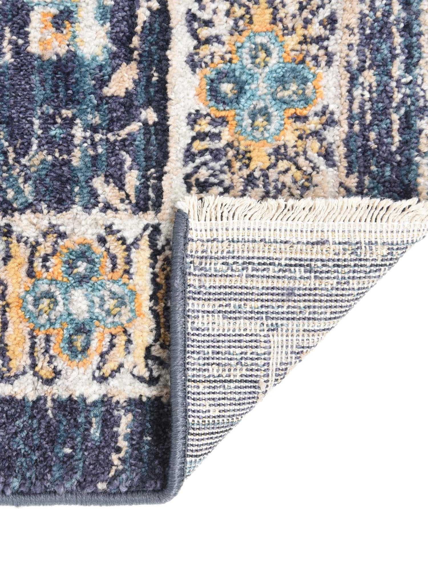 Navy Blue 2' 7 x 10' 2 Lola Runner Area Rug Polypropylene With Jute Backing Traditional Pattern Easy Clean Carpet for Home Interior Design for Sale at Rug Engine